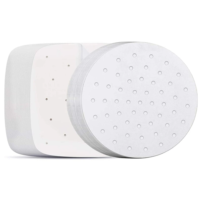 

200 Pcs Air Fryer Liners Parchment Paper For 8 Inch Air Fryer Filter Paper Square&Round Perforated For Air Fryer,BBQ,Etc