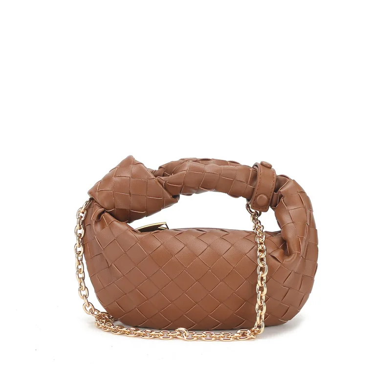 2023 Spring/Summer New Premium Slanting Cross Knotted Cow Horn Bag Hand Carrying Woven Bag Tote Crossbody Bag