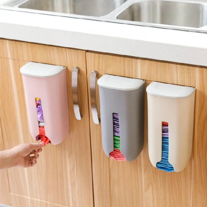

NordicGarbage Bag Storage Box with Plastic Bag Collector Wall-mounted Kitchen Convenient Bag Extraction Type Free Punch Baskets