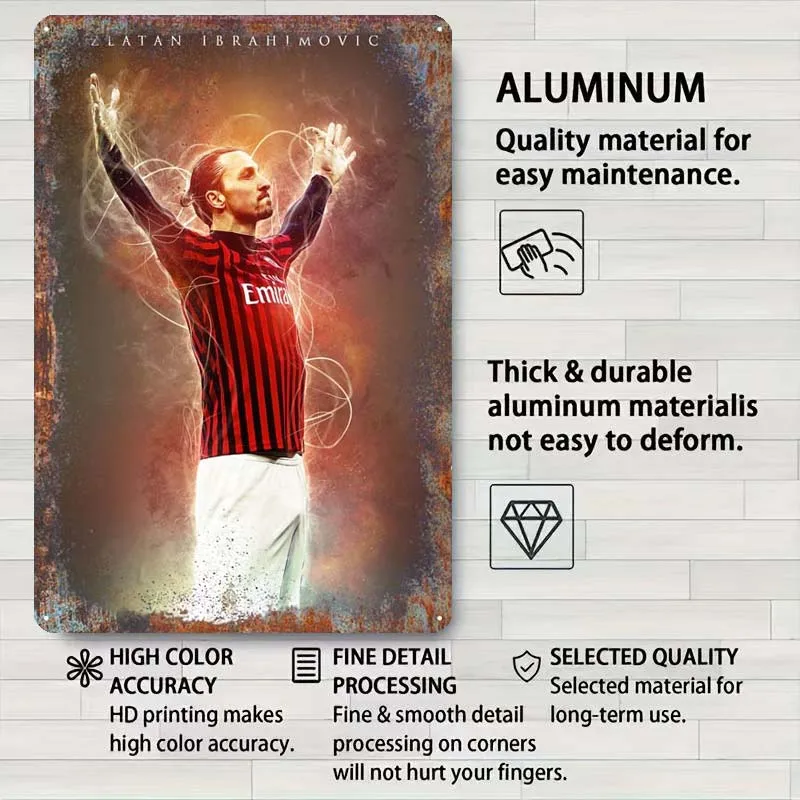 Жестяная вывеска Златан Ибрагимович спортивный постер украшение для геймерской