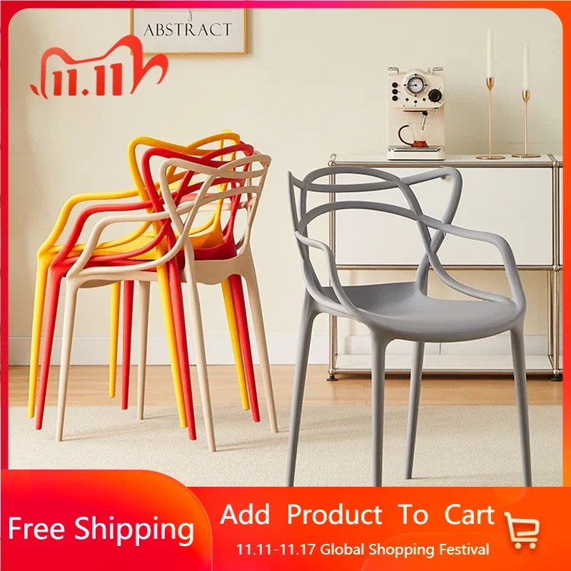 

Accent Garden Kitchen Chairs Balcony Nordic Living Room Dining Chair Single Handrail Stuhle Esszimmer Patio Furniture LJ50DC