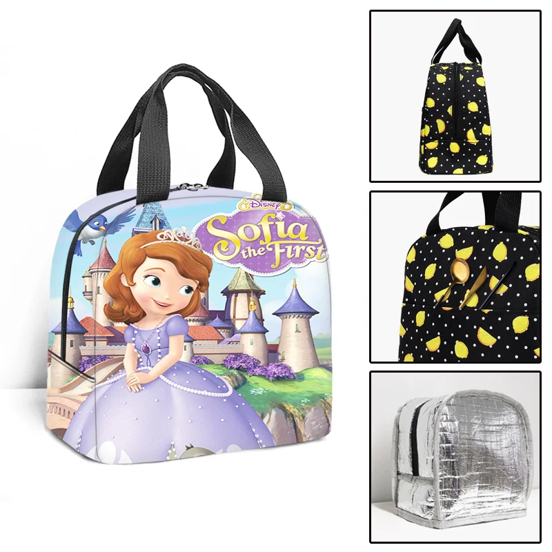 Disney Sofia Princess Kids School Insulated Lunch Bag Thermal Cooler Tote Food Picnic Bags Children Travel Lunch Bags