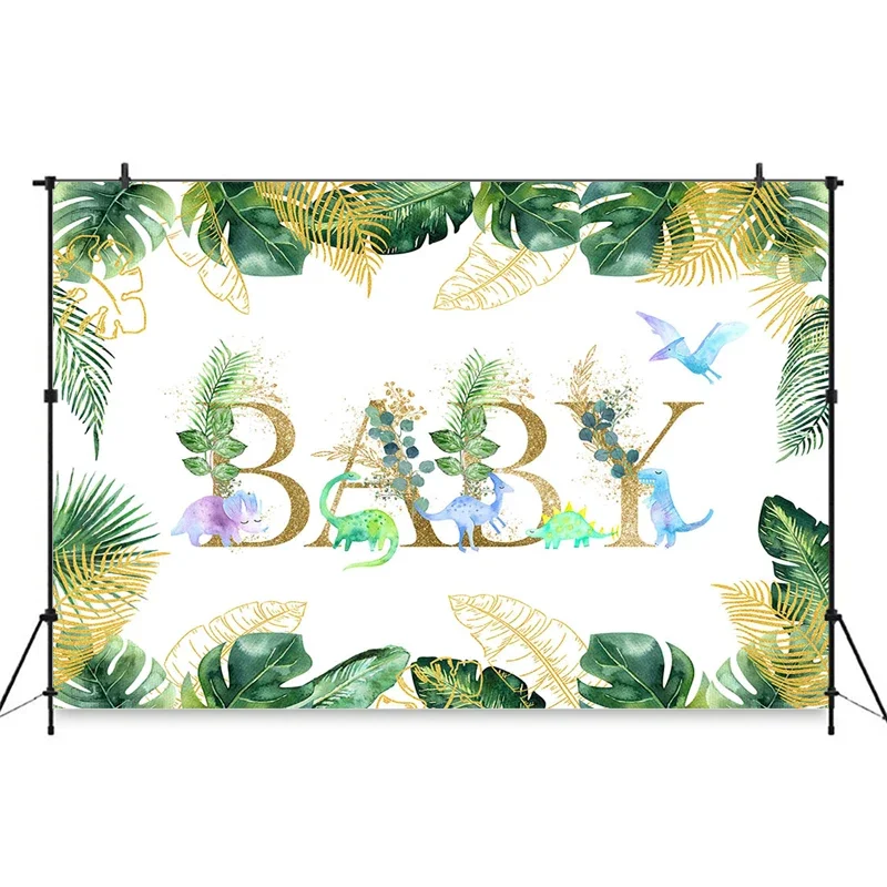 Mocsicka Hello Baby Shower украшение для дня рождения фон фотосъемки зеленый лист динозавр