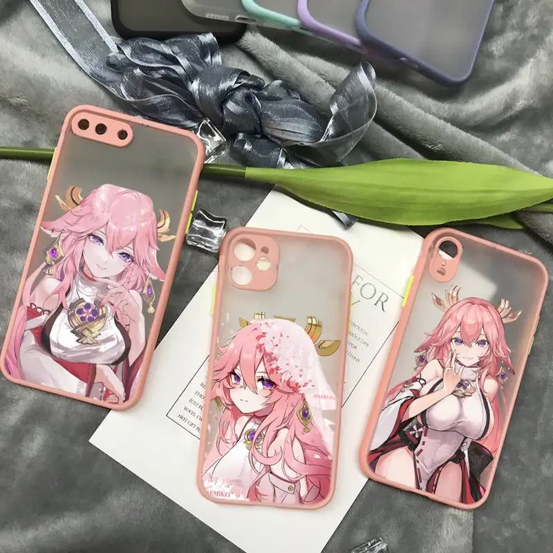 

Yae Miko Genshin Impact game Phone Case matte transparent For iphone 11 12 13 7 8 plus mini x xs xr pro max cover