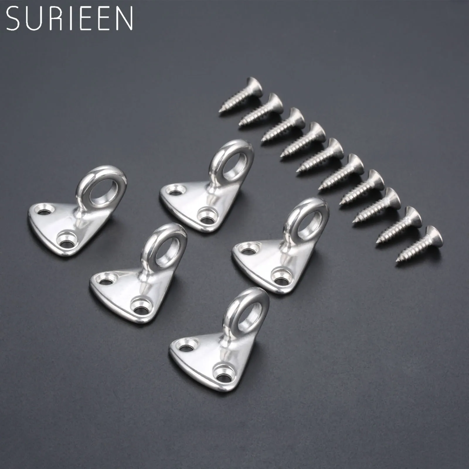 

5pcs Marine Grade 316 Stainless Steel Boat Ship Pad Eye Fender Hooks Carabiner With 10pcs Screws Rowing Boats Fitting Hardwares