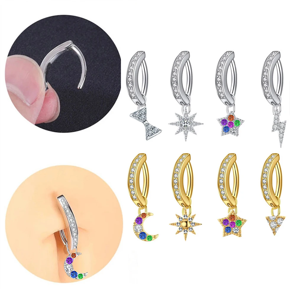 

New Design Moon Star Belly Piercing Jewelry Belly Button Rings For Men And Women Stainless Steel Navel Rings Body Jewelry