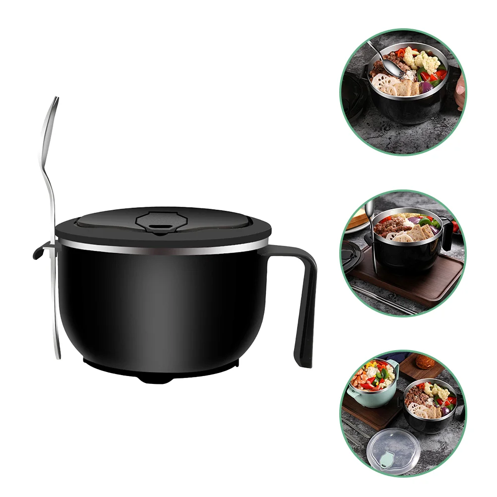 

Instant Noodle Bowl Food Lidded Pasta Cooker Microwave Oven Stainless Rice Lunch Soup Noodles Chopsticks