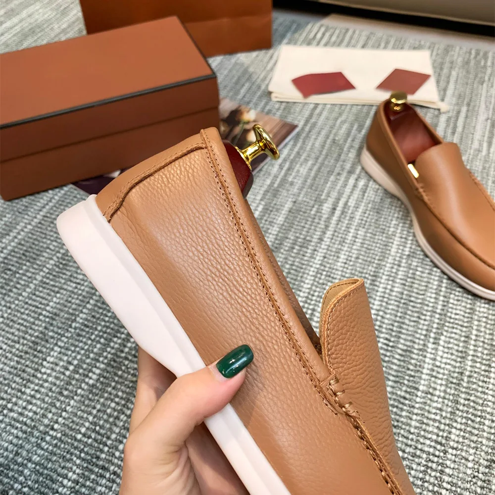 Women's casual shoes, men's real leather shoes, 2023 summer fashion and leisure luxury brand designer, leather women's casual sh