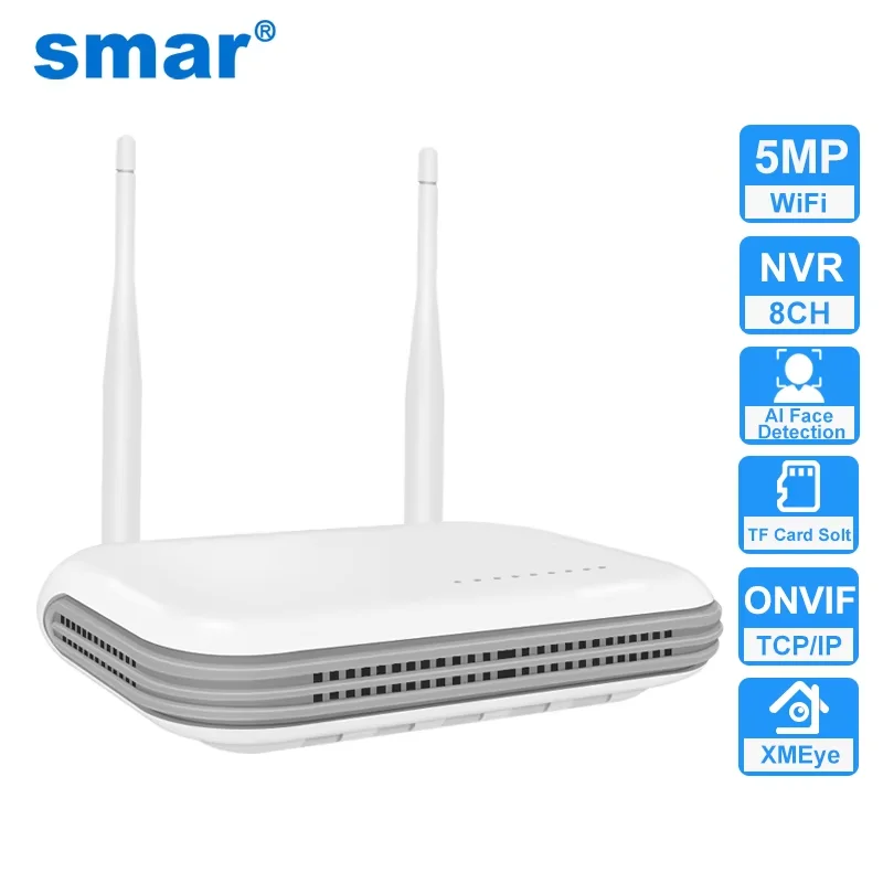 

Smar WiFi NVR 8CH 5MP видеорегистратор