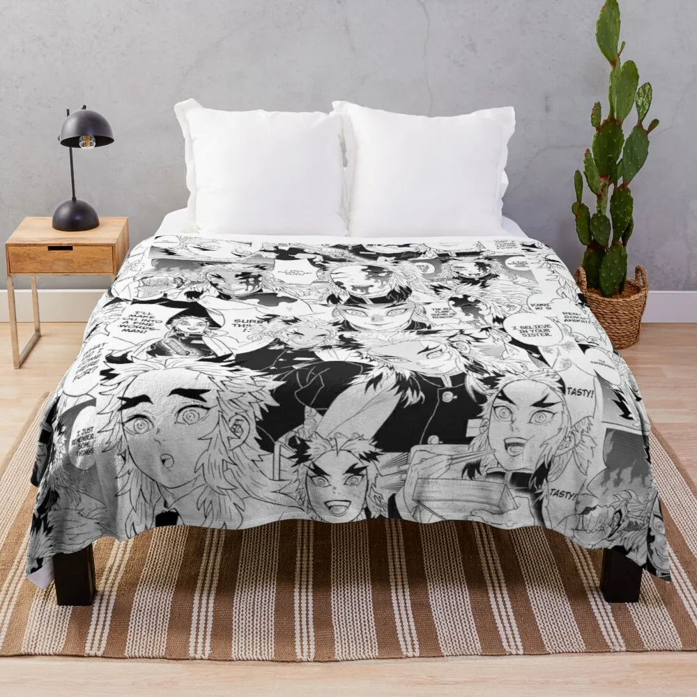 

Rengoku Aniki коллаж (убийца демонов) плед одеяло мягкая плюшевая в клетку вязаная