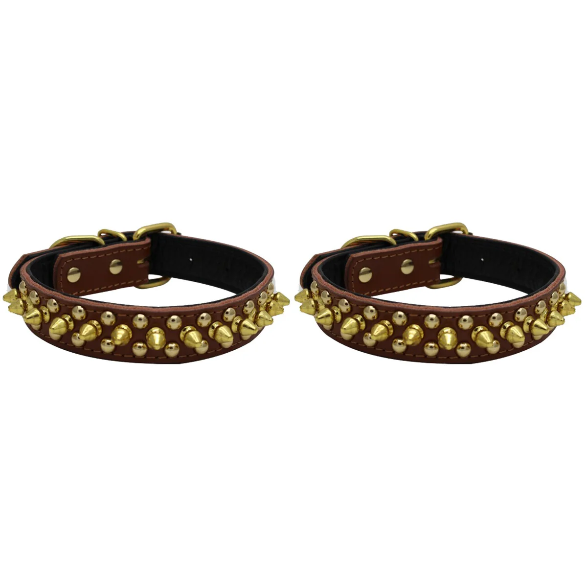 

2pcs Rivet Spiked Studded PU Pet Collar for Cats Puppy Dogs - Size (Brown)