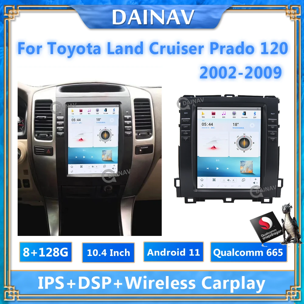 

Автомобильный радиоприемник 128 ГБ 2din Android 11 для Toyota Land Cruiser Prado 120 2002-2009, автомобильный стерео Мультимедийный Плеер, головное устройство, Автор...