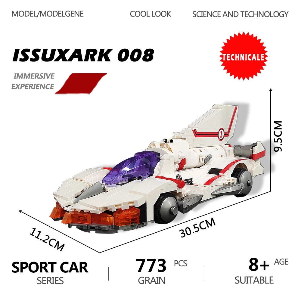 

Creative Expert Racing Car ISSUXARK 008 Model Building Blocks Technical MOC Cartoon Future GPX Classic Bricks Toys For Boy Gifts