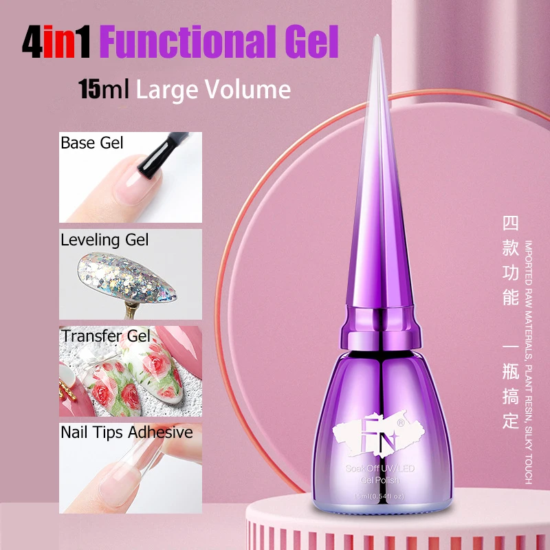 

15ml 4IN1 Functional Base Gel Leveling Gel Foil Paper Transfer Glue False Nail Tips Adhesive Manicure UV Nail Art Polish Tool