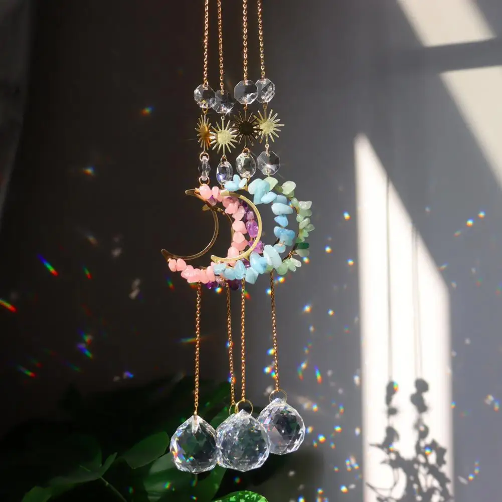 

Handmade Sun Catcher Projective Decorative Moon Design Rainbow Maker Pendant Home Decor