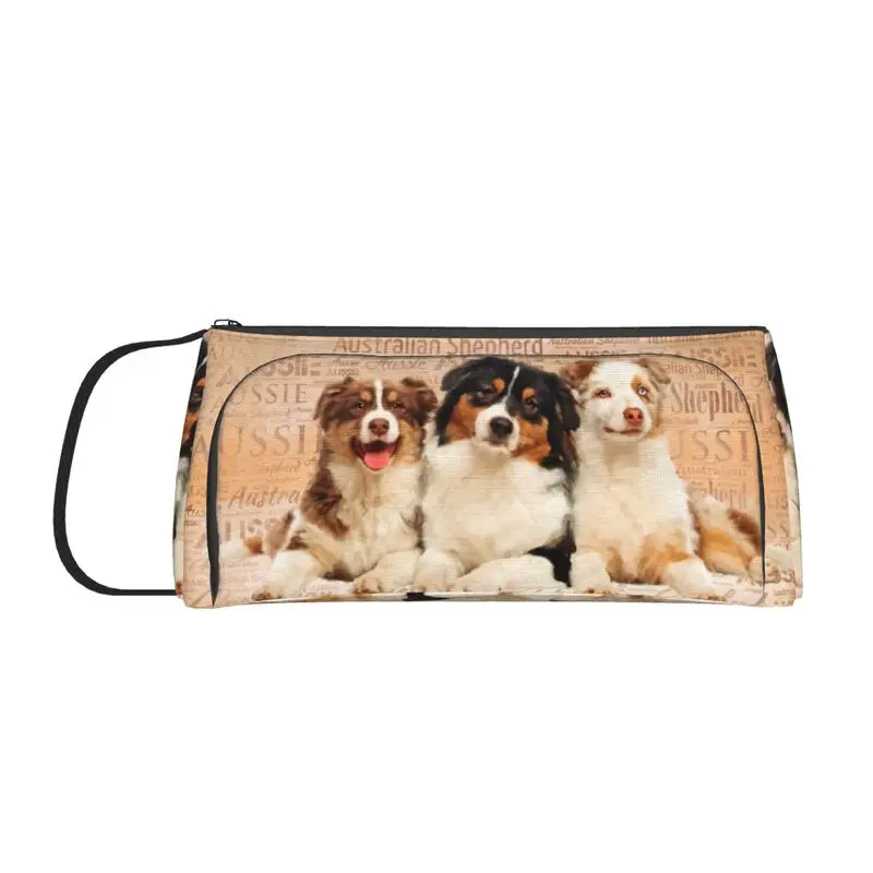 

Australian Shepherd Pencil Bag Case for Boy Girl Large Capacity Aussie Dog Pen Box School Accessories