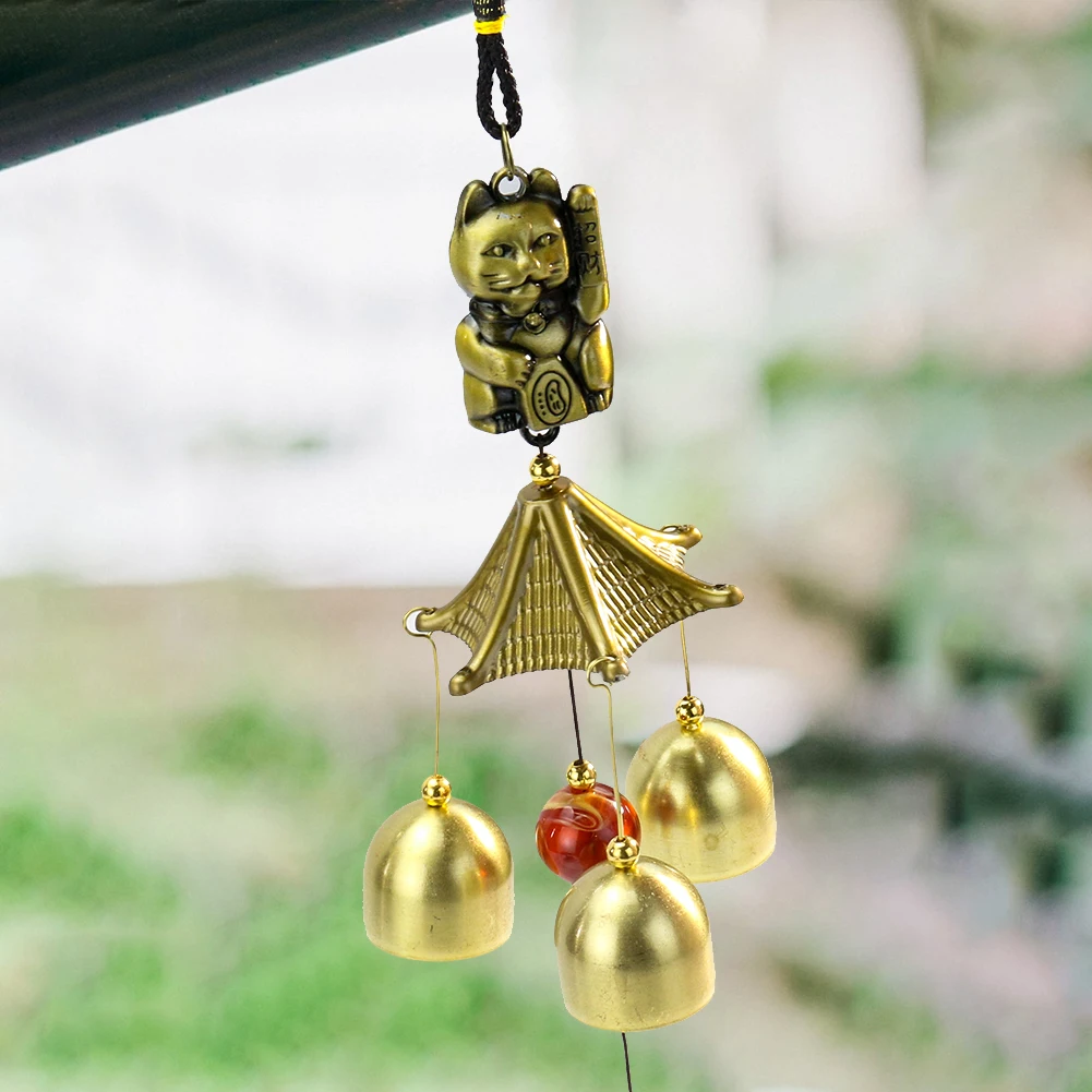 

1PC Retro Style Creative Metal Wind Chimes Zhao Cai Auspicious Cat Door Ornament Opening Tourism Home Balcony Shop Door Pendant