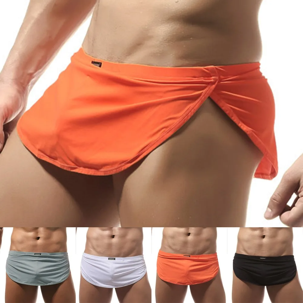 

Mens Sexy Split Side Boxer Pouch Shorts Gay Lingerie Penis Segmentation Underwear Boys Comfy Beach Holiday Trunks Underpants
