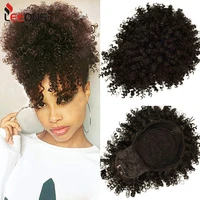 leeons synthetic new curly bangs afro drawstring ponytail 11color kinky curly hair bangs hair extension clip on front hairpieces