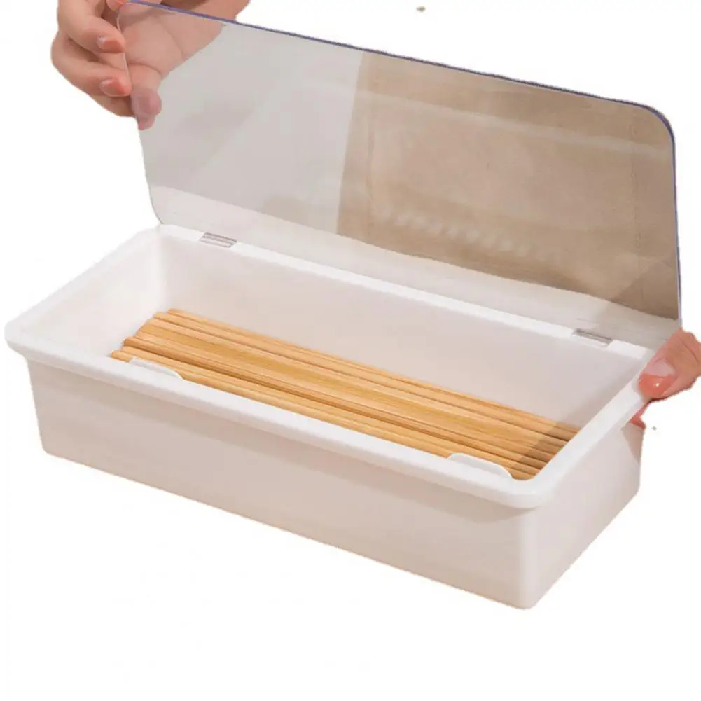 

Useful Chopsticks Container Transparent Flip Cover Plastic Not Easily Broken Chopsticks Storage Case Kitchen Supply