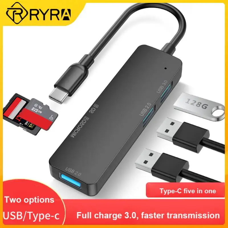 

USB-концентратор RYRA Type-C, USB 3,0, USB 2,0, TF/SD, 5 портов, мультиразветвитель OTG для Lenovo, HUAWEI, Xiaomi, концентратор USB 3,0 из алюминиевого сплава