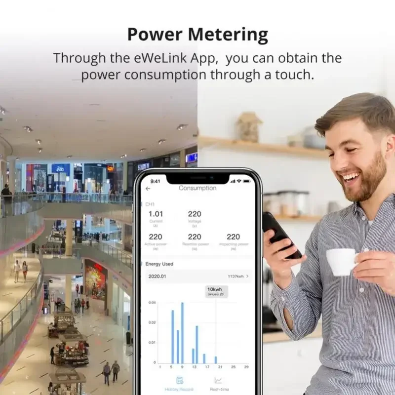SONOFFF SPM-Main/4Relay штабелируемый измеритель мощности Wi-Fi Smart защита от перегрузки Metadata