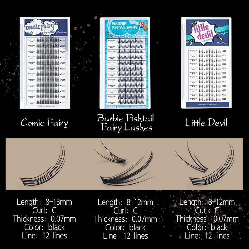 DIY 3 стиля ресниц комикс рыбий хвост Волшебные ресницы Смешанная Длина