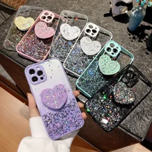 Case for iPhone 11 13 12 Pro Max Mini Case for iPhone 7 8 6 6S Plus XR X XS Max Cases Glitter Sequins Silicon Cover Phone Holder