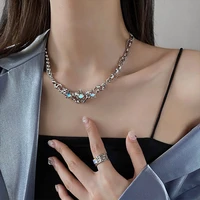 luxury fashion new silver crystal necklace pendant for women girl jewelry gift