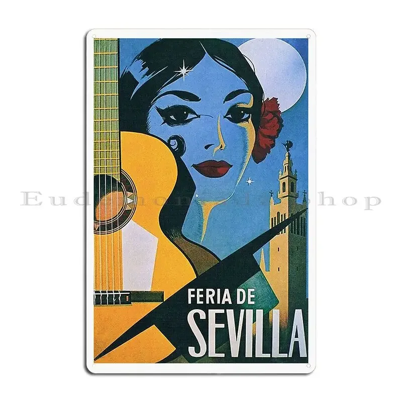 Feria De Sevilla Seville Испания винтажный туристический постер металлический знак печать