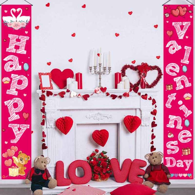 

Баннер в виде сердца на День святого Валентина, входная дверь, крыльцо, знак, Настенный декор в виде сердца, подарок на день Святого Валентин...