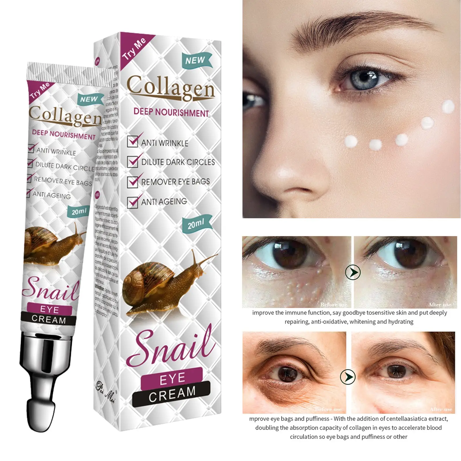 

Eye Cream With Snail Extract Under Eye Cream For Dark Circles And Puffiness Under Eye Cream Anti Aging Eye Cream For Wrinkles