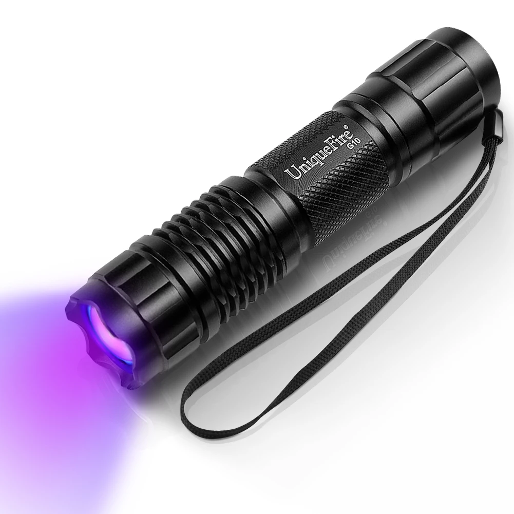 

UniqueFire G10 365nm LED Flashlight Ultraviolet Lamp Zoom Function Mini UV Torch 3 Modes Pet Urine Stains Detector Scorpion Camp