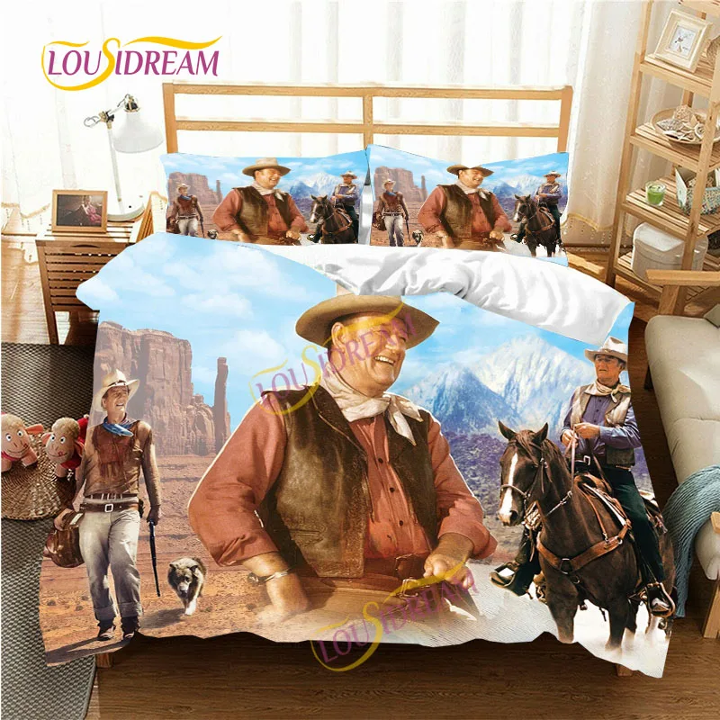 

Famous cowboy actor John Wayne pattern 3D printing duvet cover sheet pillow three piece bedding soft oversize sheet set .