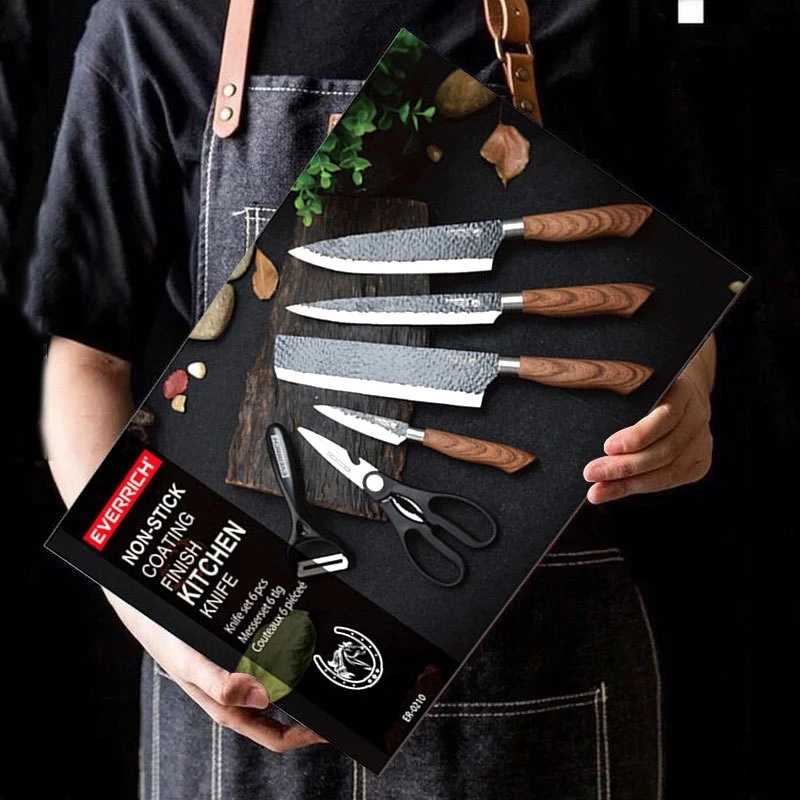 

Stainless Steel Kitchen Knives Set Tools Forged Kitchen Knife Scissors Ceramic Peeler Chef Slicer Paring Knife Gift Case