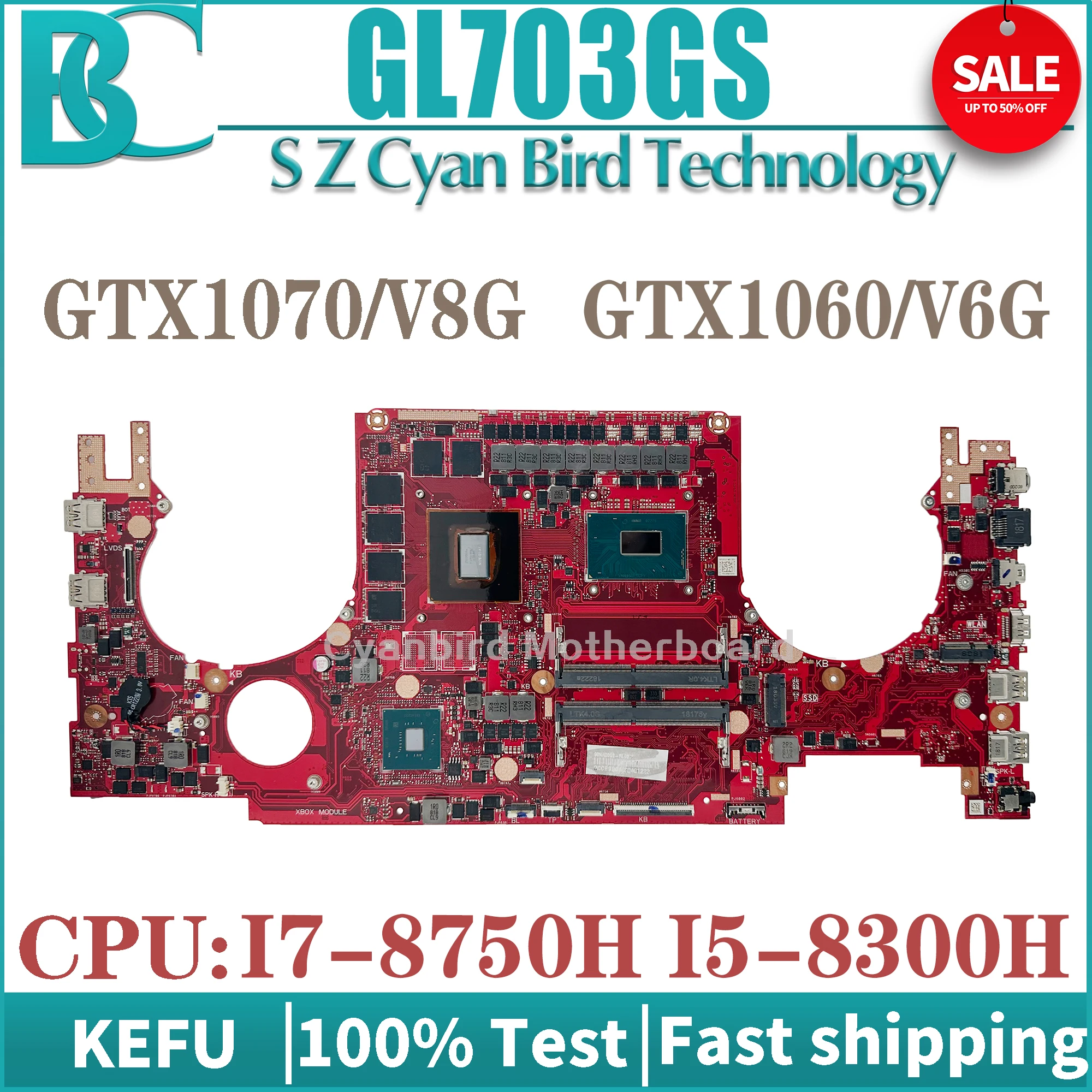 

GL703GS Mainboard For ASUS ROG PLUS GL703G GL703GS GL703GM Laptop Motherboard CPU:I7-8750H GTX1060/V6G GTX1070/V8G Maintherboard