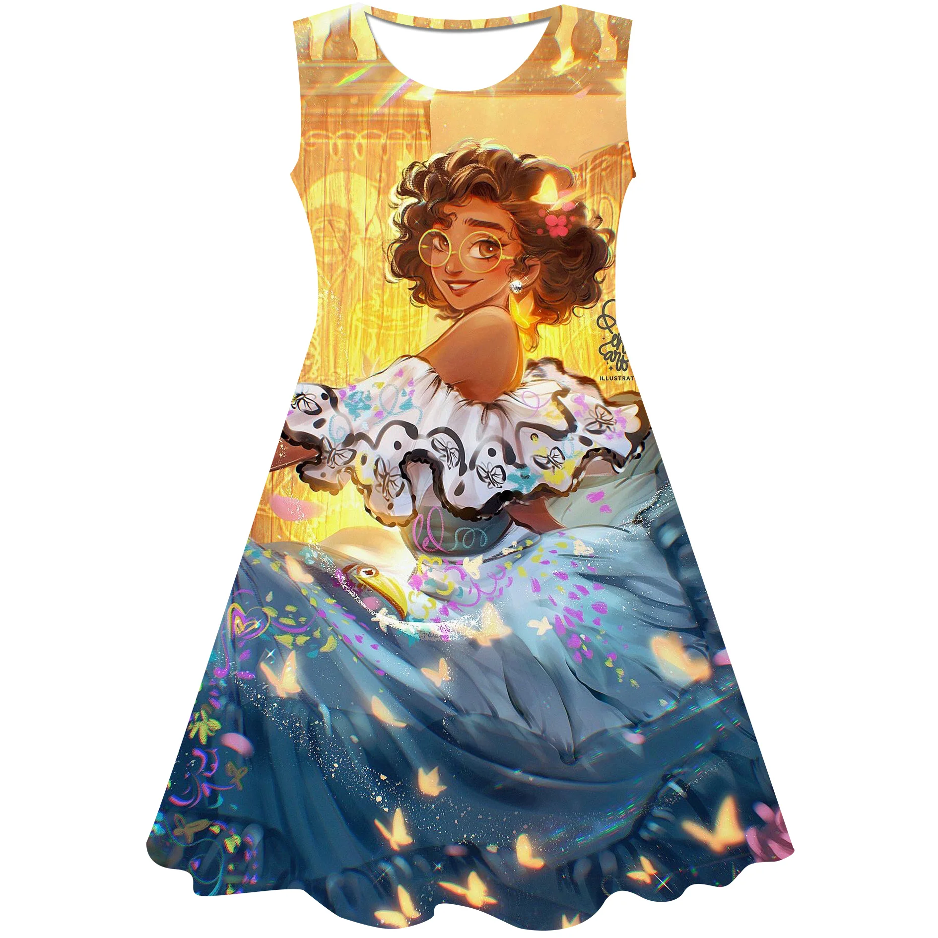 

1-10 Years Toddler Baby Girl Disney Encanto Princess Dress Lovely Sweet Sleeveless Summer Dress Infant Baby Girl Birthday Gifts