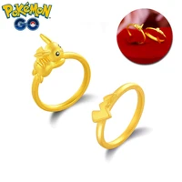 pok%c3%a9mon pikachu ring gold couple adjustable open ring 2022 new fashion womens ring jewelry valentines day gift