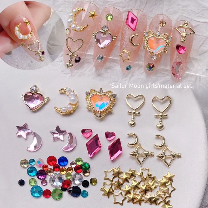 

Nail Accessories 3pcs/Set Popular Shiny Colorful Star And Moon Pattern Gemstone Nail Art Decoration