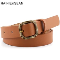 rainie sean vintage women belt for trousers pu leather female belt buckles 105cm camel black white red ladies waist belts