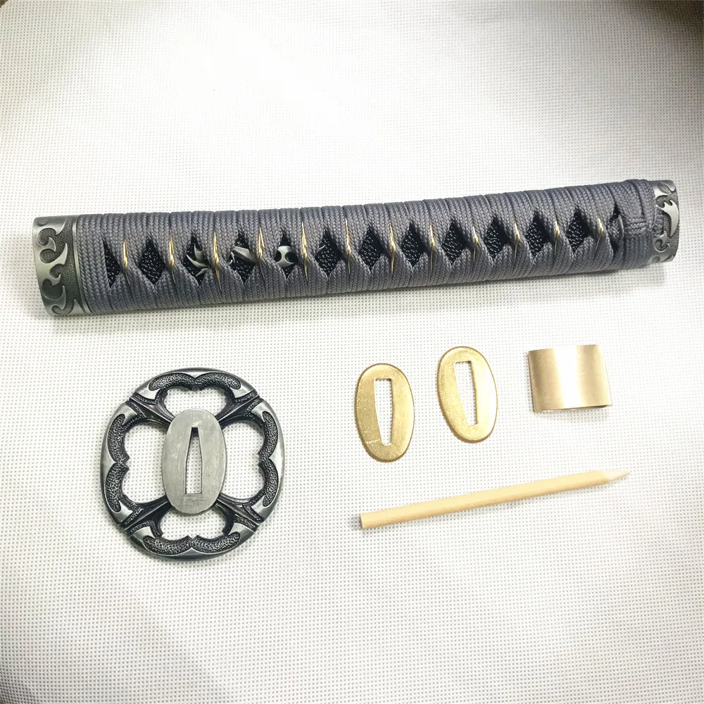 26 см серая ручка из сплава защита для рук Tsuba Menuki Fuchi Kashira японского самурая катаны