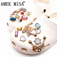 original luxury metal chain style shoe charms rhinestone butterfly rivet clover sandals decorations croc jibz for unisex gifts