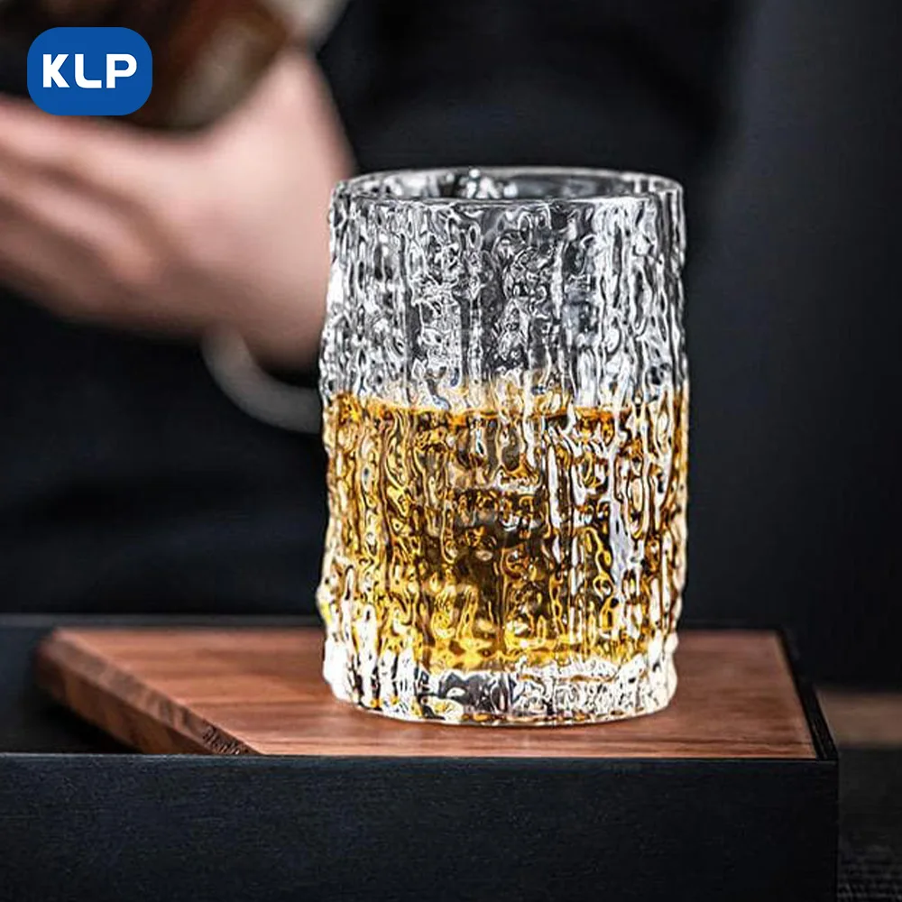 KLP Стеклянный Стакан Для Виски С Деревянным Узором Ins Style Высокоцветная Пивная