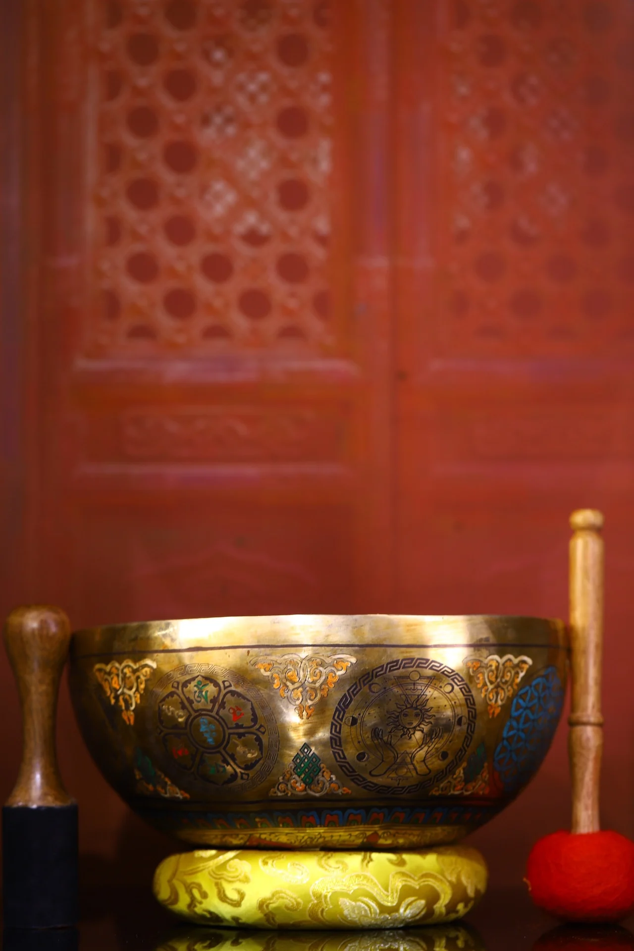 11-дюймовая коллекция тибетского храма старая бронза окрашенная шесть слов