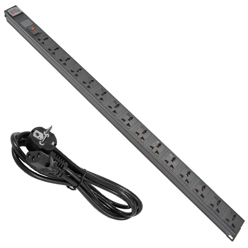 

PDU Power Strip Network Cabinet Rack overload protection 3 PIN Adapter output 15 Way socket and 13A 3500W Aluminum alloy shell