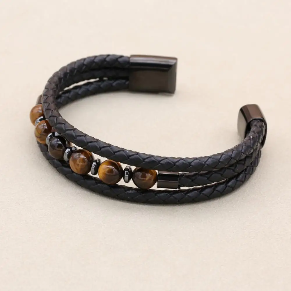 Мужской браслет и модные ювелирные изделия многослойный из натурального