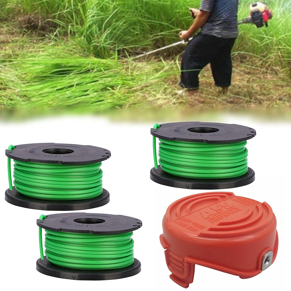 

Part Spool Garden Lawn + Mower Cap Cover Decker 4pcs/set Strimmer Black & For Line Trimmer Spool Tool