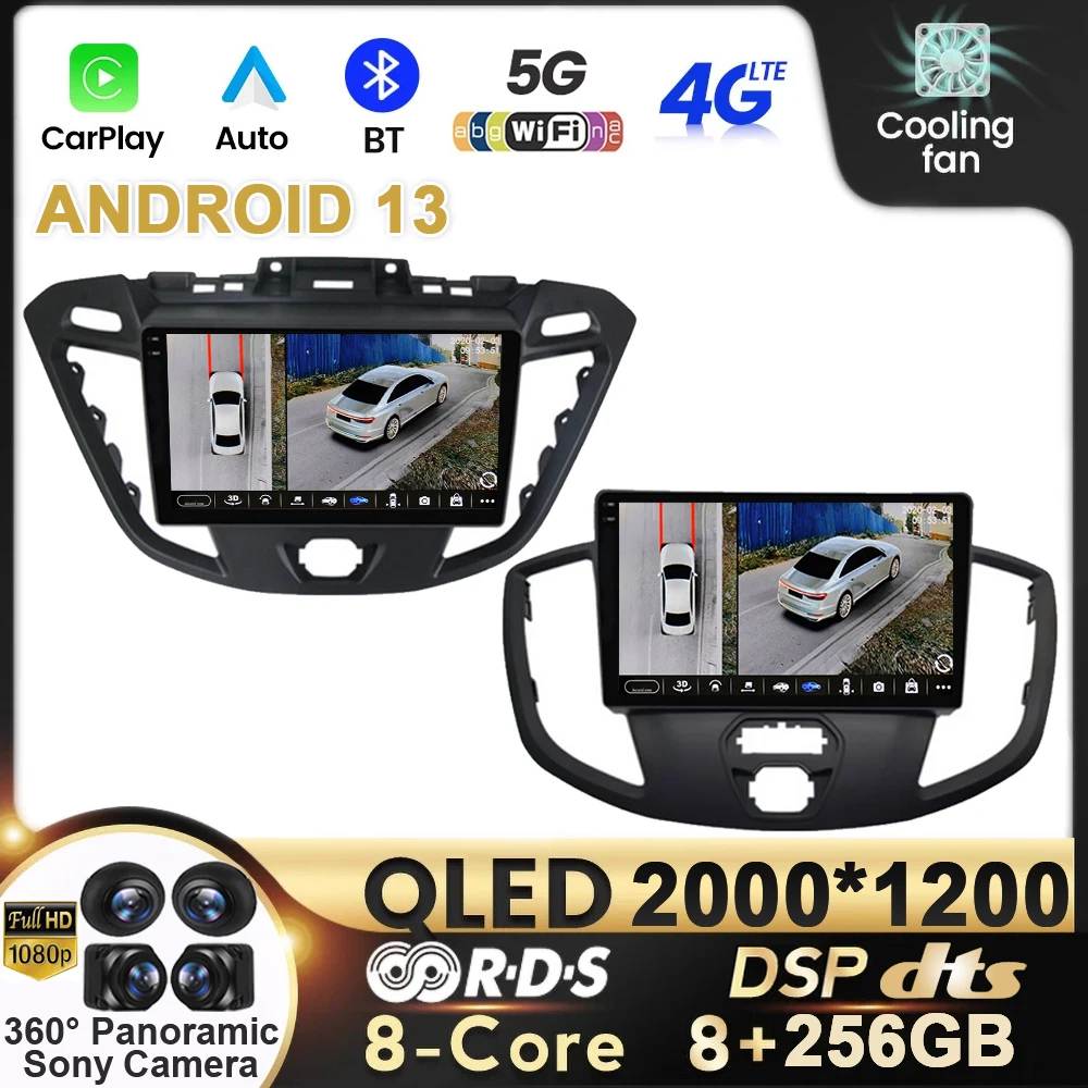 

Car Radio Android 13 For Ford Transit Tourneo Custom 2013-2021 Multimedia Video Player Screen Head Unit Navigation WIFI 4G QLED