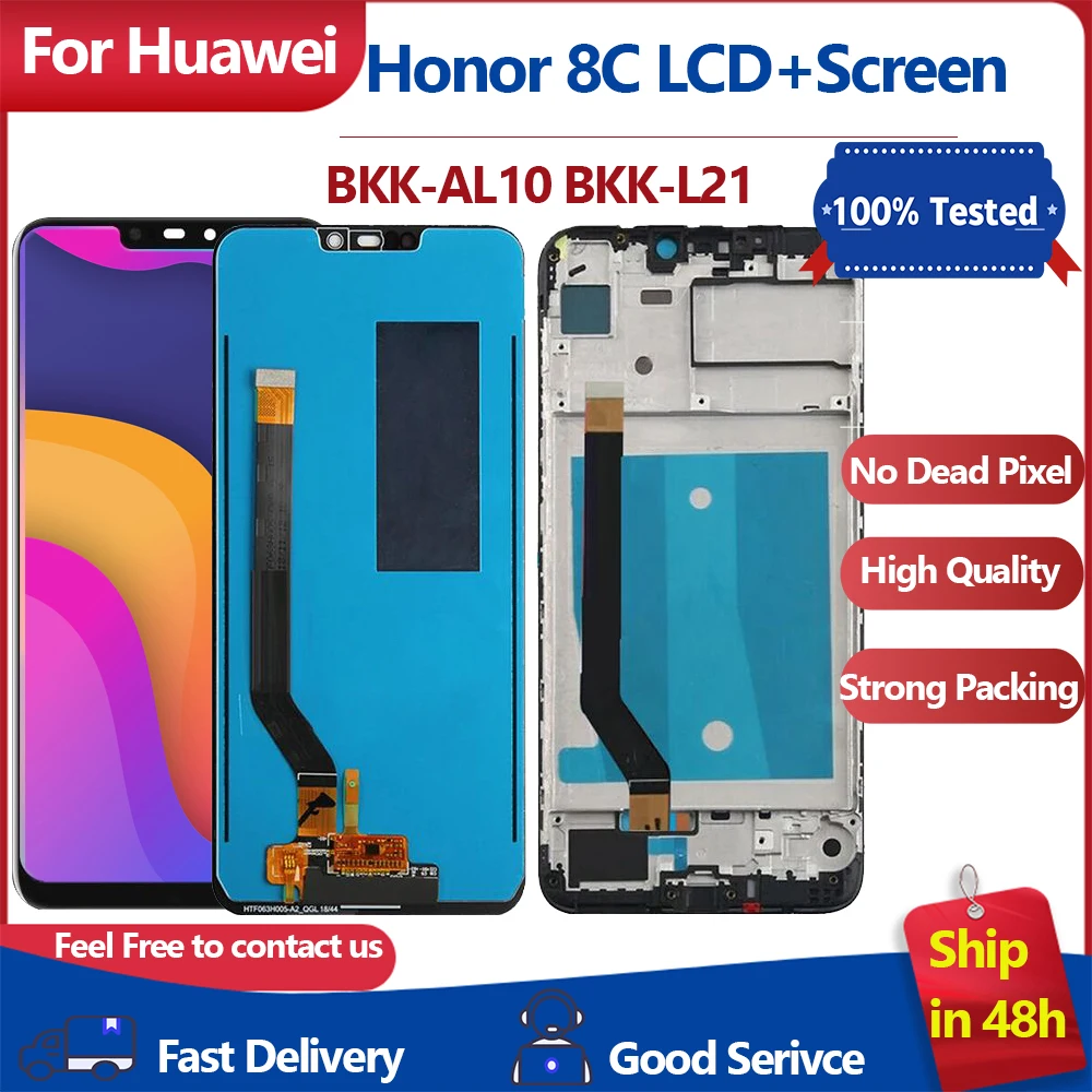 Новинка 100%, ЖК-дисплей 6,26 дюйма для Huawei Honor 8C, ЖК-дисплей с сенсорным экраном и дигитайзером в сборе для Honor 8C, BKK-AL10 LCD