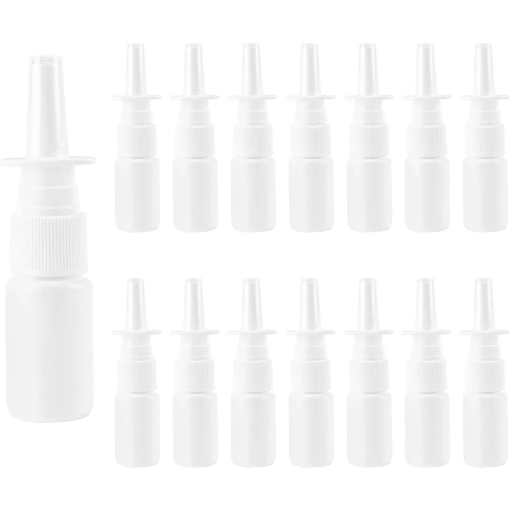 

30PCS 10/20/30/50ML Direct Spray Bottle White PET Empty Fine Nasal Spray Mist Plastic Cosmetic Nose Spray Refillable Containers